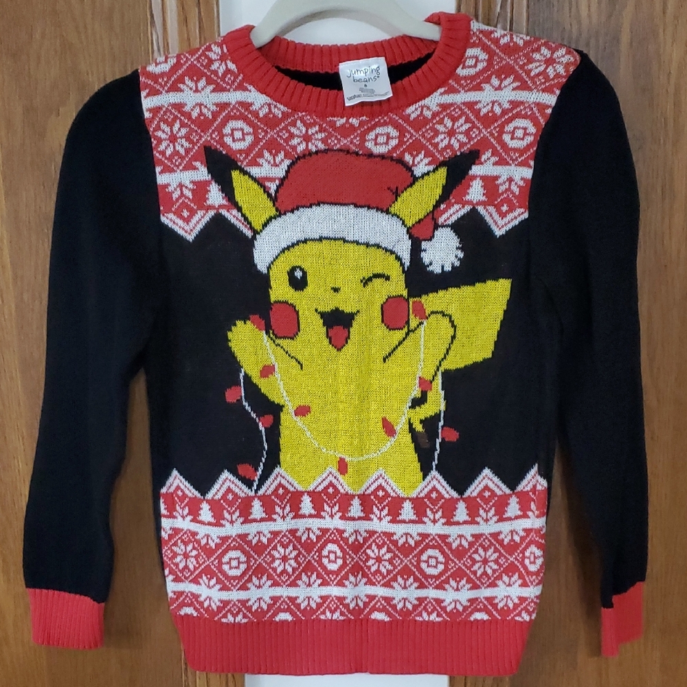 Jumping Beans Black and Red Pikachu Holiday Sweater
